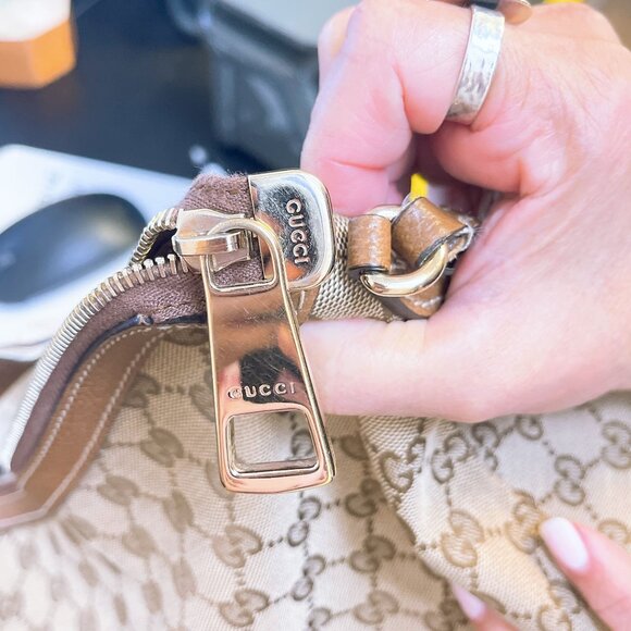 Gucci GG Canvas & Leather Hobo Bag Beige/Brown M - Picture 14 of 14